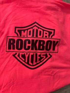 New with no tag ROCKBOY Motor Cycle Logo Tee - Neon Pink